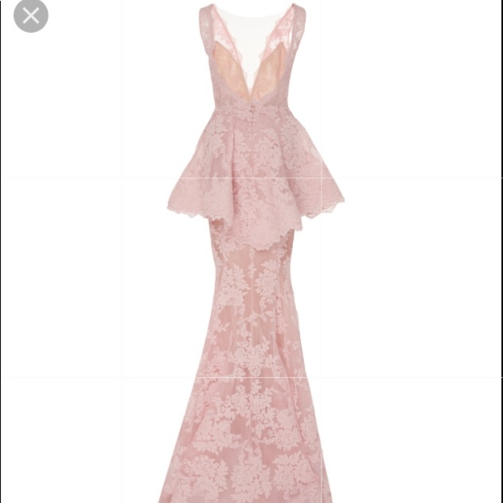 Marchesa Lace Peplum Gown